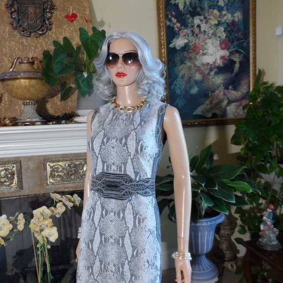 Diane Von Furstenberg Light Python Print Dress w/Abstract Print Inserts Size 6 - Picture 5 of 16
